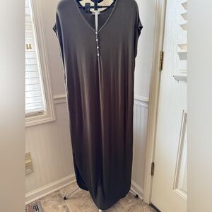 Cherish Olive Maxi Dress with Button Detail